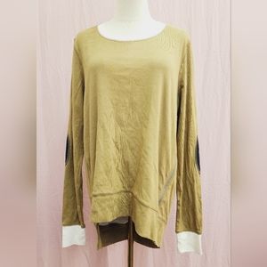 Maternity Side Zip French Terry Oversized Elbow Patch Sweatshirt-(Medium)EUC